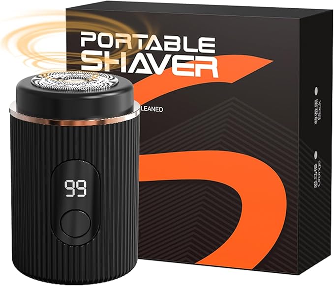 Mini Electric Shaver for Men-Type-C Fast Charging with High-Speed Motor,LED Digital Display,18 Precision Steel Blades, Trendy Dual Color Mini Design,Portable Electric Razor (Black)