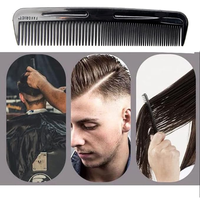(6 Pack) 5" Pocket Black Plastic Handle Beard & Mustache Hair Comb Designed for All Hair Types (B)