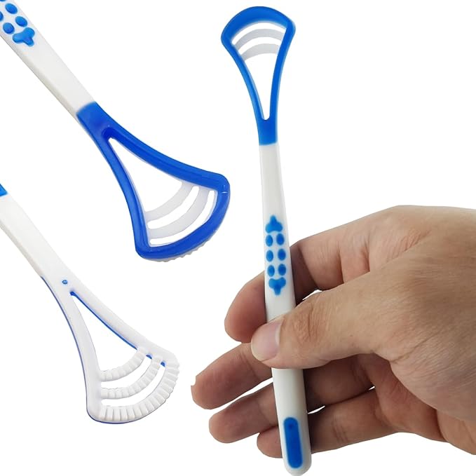 GXXMEI 20PCS Tongue Scraper for Adults, Tongue Scraper Cleaner, Blue Tongue Cleaner, Oral Care Scrapers Kits Plastic Tongue Brush for Reducing Bad Breath Adults Kids Healthy Oral Care Tools Easy to Us