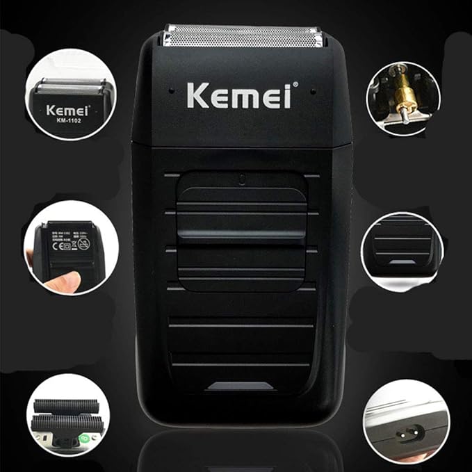 kemei Men's Reciprocating Cordless Razor Razor Electric Rechargeable Razor Precision Beard Sideburn Trimmer Razors Twin Blade Multifunction Grooming Razor…