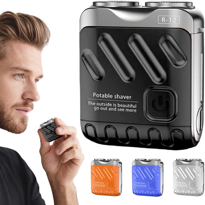 Portable Rotary Dual Ring Electric Shaver, 2025 New Mini Rotary Dual Ring Electric Razor for Men USB Rechargeable One-Button Long Lasting for Home Travel (Black)