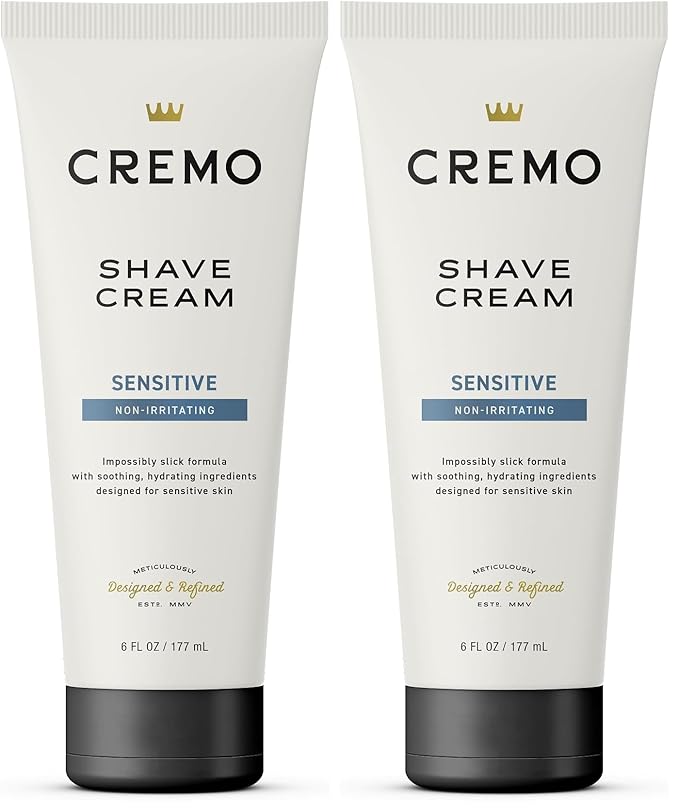 Cremo Barber Grade Sensitive Shave Cream, Astonishingly Superior Smooth Shaving Cream for Men, Fights Nicks, Cuts and Razor Burn, 6 Fl Oz (Pack of 2)