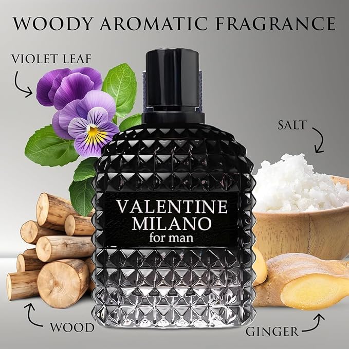 VALENTINE MILANO and (AQUARES Cologne for Men Combo Pack Eau de Toilette Fragrance 3.4oz/100ml, Natural Spray, Long Lasting (Pack of 2))