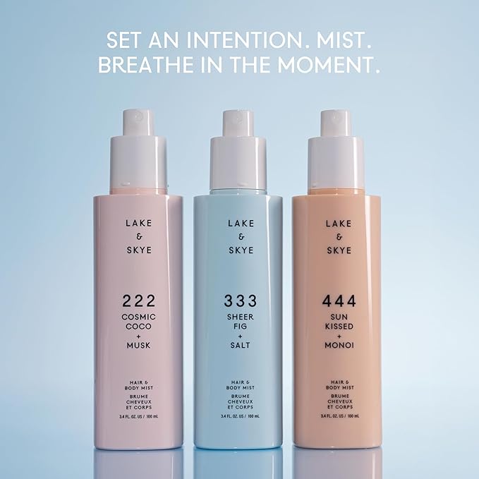 Lake & Skye 333 Sheer Fig + Salt Hair & Body Mist 3.4 Fl Oz (100 mL), Grapefruit Blossom, Salted Fig, Sandalwood, Hydrating
