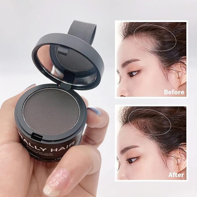 Finally Hair Dark Chocolate Brown Dab-on Hair Fibers & Hair Loss Concealer, Hairline Creator, Eye Brow Enhancer, and Beard Filler. Dab-on Hair Fiber Shadow Powder (Dark Chocolate Brown - Brown/Black)