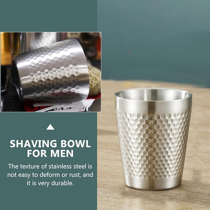 TEHAUX Stainless Steel Shaving Soap Bowl for Men 304 Foaming Shaving Vessel Sturdy for Barber and Home Use