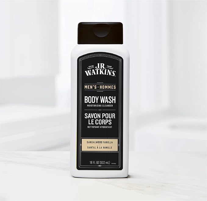 J.R. Watkins Body Wash Men's Sandalwood Vanilla, 18 fl oz, 2 Pack