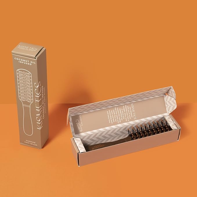 Coconut Oil Infused Vent Brush with Bristles for Blow-drying, Styling, Curling, and Straightening - Suitable for All Hair Types