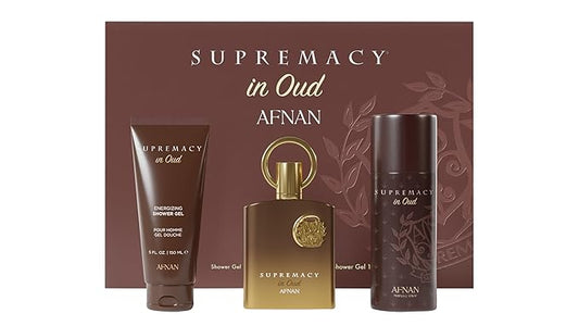 Afnan Supremacy in Oud Luxury Perfume Gift Set - Extrait De Parfum (3.4 oz) + Deodorant (5.1 oz) + Shower Gel (5.1 oz) | Intense & Opulent Oud Fragrance