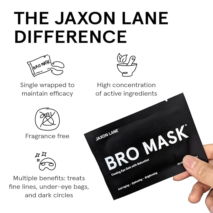 BRO MASK Under Eye Patches for Men with Hydrogel (6 x 1 pack) - Anti-Aging Korean Eye Masks for Dark Circles and Puffiness- Puffy Under Eye Treatment - Perfect Skin Care Stocking Stuffers for Men