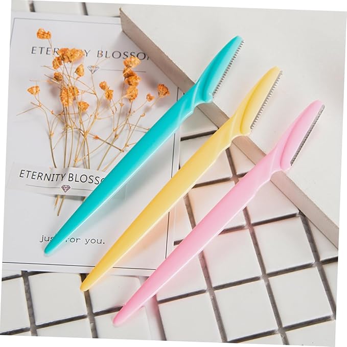 FOMIYES 24pcs Professional Eyebrow Razor Stainless Steel Shaver Hair Trimmer Grooming Tool Easy Control Travel Random Color
