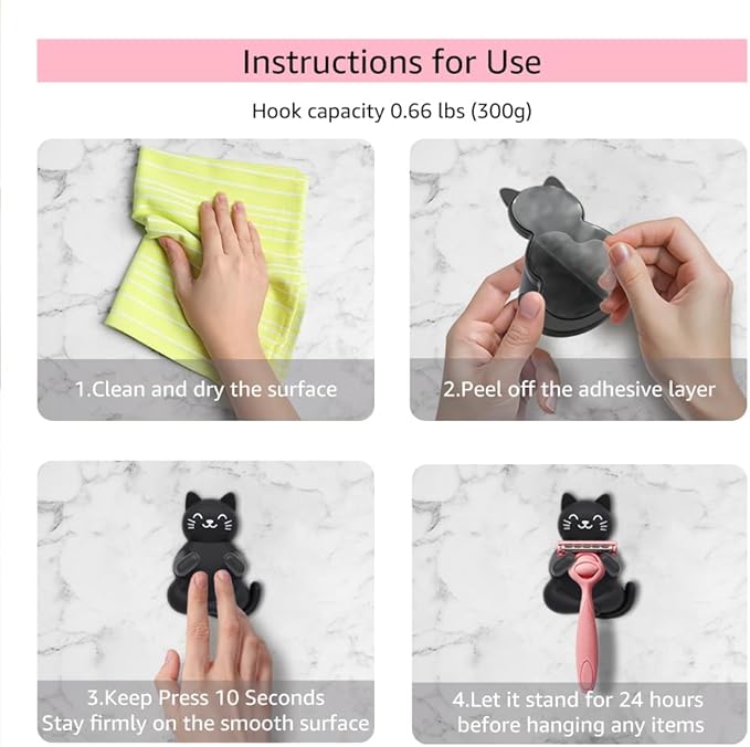 AGMDESIGN Cute Cat Razor Holder, Relaxing Shower Accessories, Women's Razor Hang in Shower, Funny Black Cat Bathroom Decor Gifts for Men Women Wife Husband Boyfriend Girlfriend