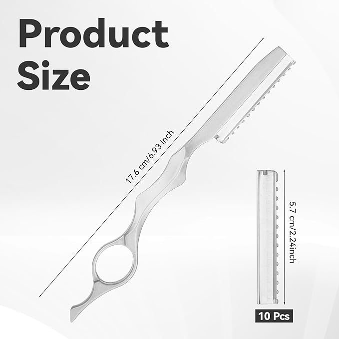 Hair Razors for Cutting Hair Styling Razors Stainless Steel Thinning Razor Kit Straight Razor for Men Replacement Blades Professional Texturizing Cutting Tool for Salon and Home 11pcs