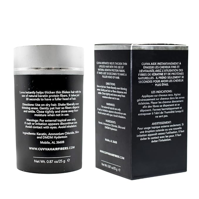 CUVVA Hair Fibers for Thinning Hair - Keratin Hair Building Fiber Hair Loss Concealer - Thicker Hair in 15 Seconds - 25g/0.87oz Bottle - For Men & Women (Dark Brown, 0.87 Ounce (Pack of 2))