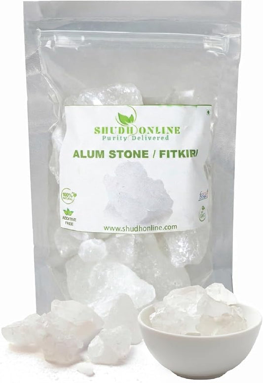 Alum Stone for Face (3.5 oz - 0.2 lb) Piedra de Alumbre para Lavado Intimo - Natural Fitkari Stone for Shaving - Phitkari Alum Crystal Rocks | Potassium Alum (100g)