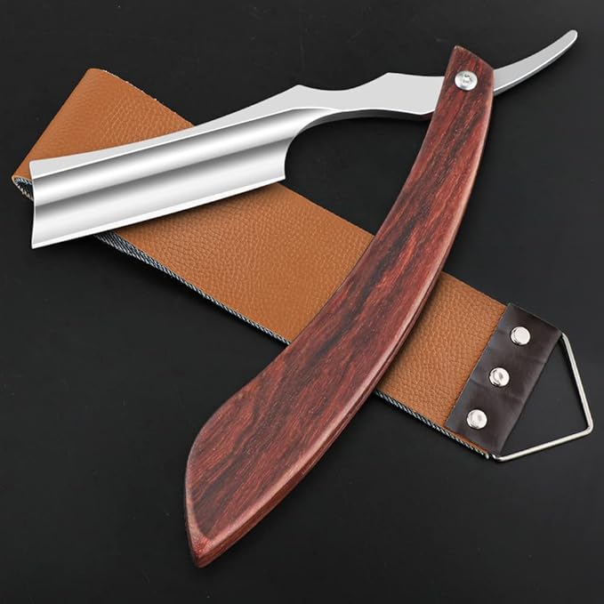 Straight Razor With Strope - Professional Straight Edge Barber Premium Stainless Steel Shaver With Shaving Strop for Men Home & Salon Grooming Using (NO.153)