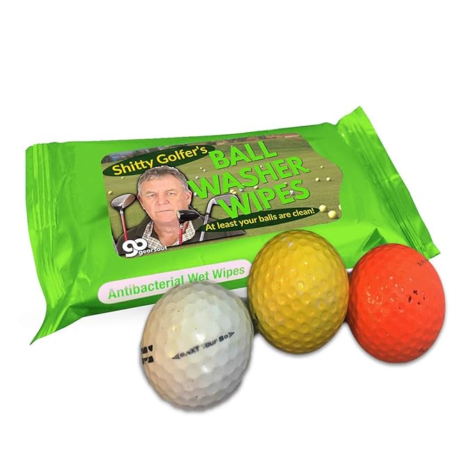 Sh*tty Golfer’s Ball Washer Wipes - Funny Golf Gag Idea Novelty Moist Wipes for Men Women Disposable Pocket Accessories Travel Size