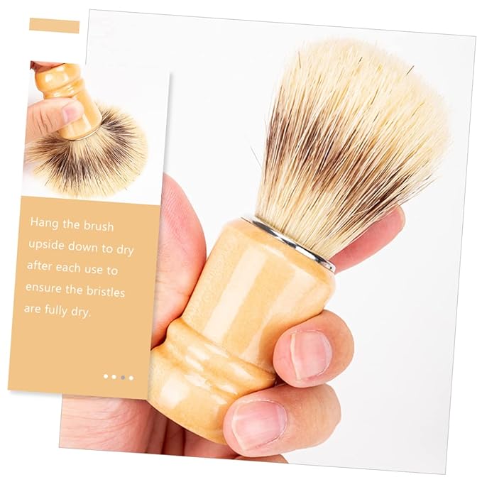 Men's Shaving Brush 2pcs Badger Hair Shave Brush Wooden Handle for Men