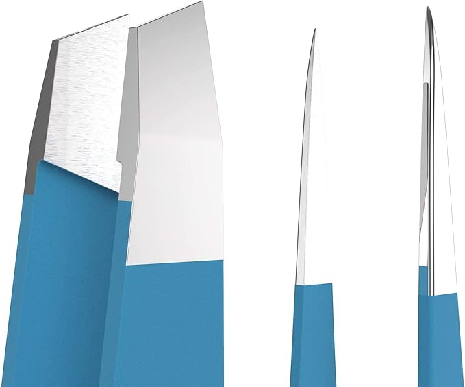 Tweezer Guru Eyebrow Tweezers for Women & Men - Set of 2, Professional, Stainless Steel, Slant and Pointed Tweezers for Ingrown Hair, Splinters and Blackhead Removal (Teal)