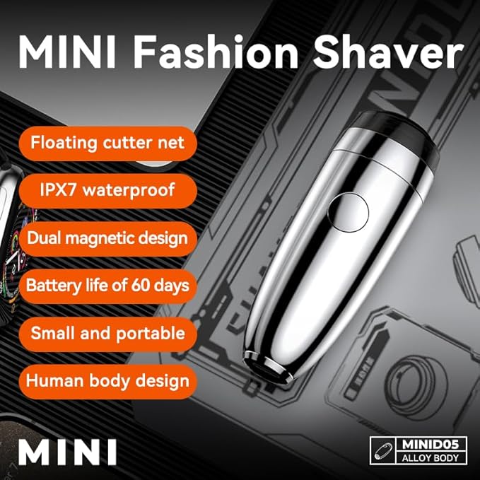 Professional Mini Electric Razor for Men - 12000RPM Wet & Dry Shaver, USB-C Rechargeable, Waterproof, Portable with Travel Organizer & Lock - Ideal Gift for Men