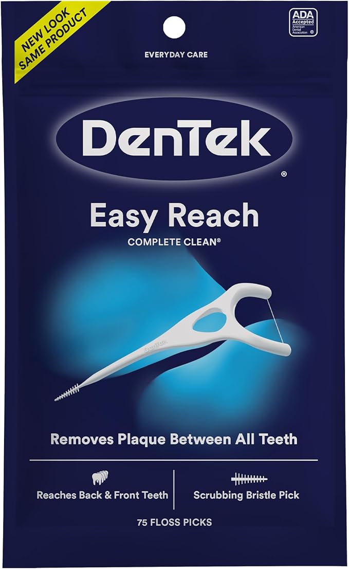 DenTek Complete Clean Floss Picks | Removes Food & Plaque | 75 Count
