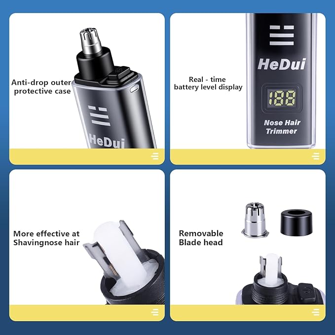 10 Pack Nose Hair Trimmer for Men and Women USB Rechargeable with Digital Display Nose and Ear Trimmer for Men Dual Edge Rotating Blades Easy Clean Detachable Head Compact and Travel Friendly