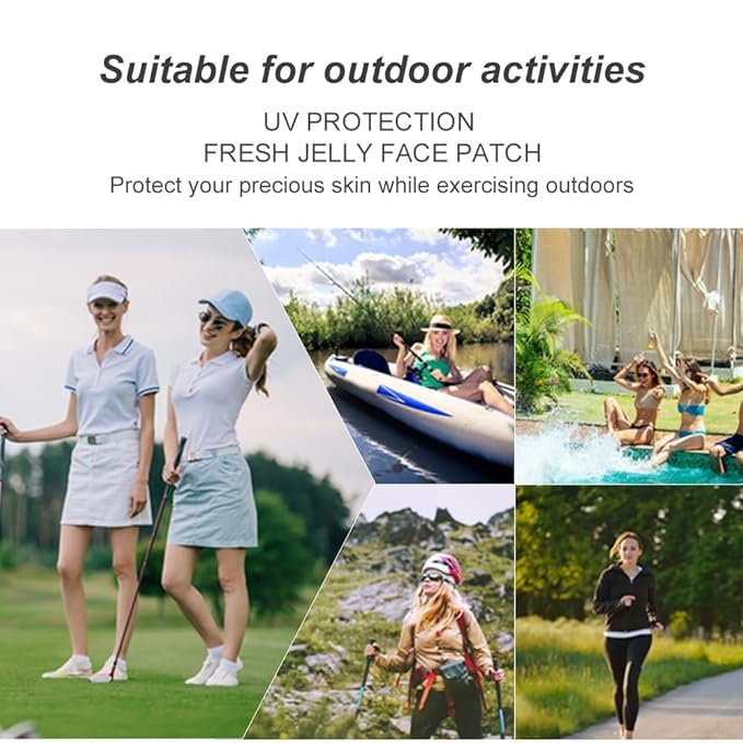 5-Pairs Golf Patches, Outdoor UV Protection Face Patch, Golf Gel Facial Patches, Hydrating Skin Care Sunscreen Patch, Suitable for Outdoor Activities