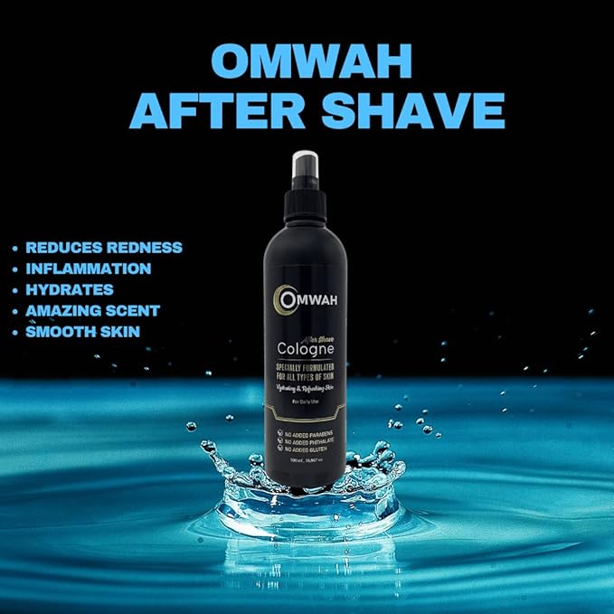 OMWAH Men’s After Shave Cologne For Men – Soothing Post Shave for All Skin Types, Large 16.9 oz Bottle, Non-Greasy Mens Cologne, Hydrating & Reduces Skin harshness, Long Lasting Freshness