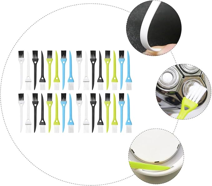 OSALADI 36pcs Razor Cleaning Brush and Small Crevice Brush Set with Handle, Mini Electric Shaver Cleaner Tools for Precise Trimmer and Blade Maintenance, Suitable for Men's Grooming