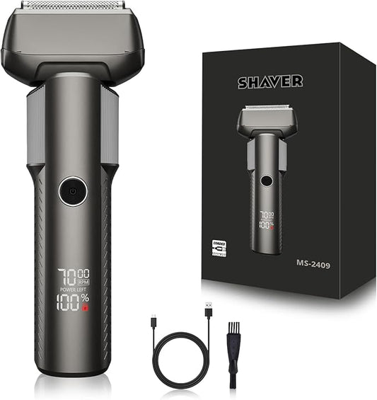 Foil Shavers for Men, Professional Travel Shavers, Electric Razors for Shaving Face, Waterproof Cordless Razor with Led Display, Rechargeable
