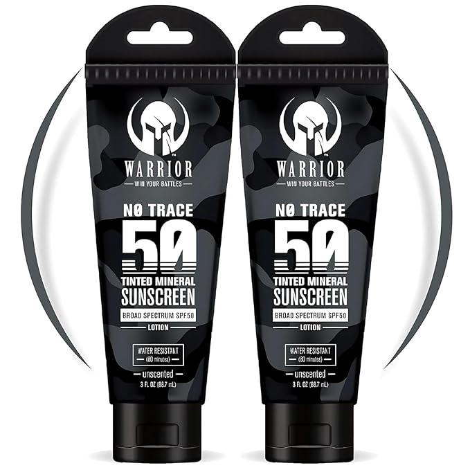 WARRIOR - WIN YOUR BATTLES- SPF 50 Tinted Sunscreen for Face - Zinc & Titanium Tinted Moisturizer with SPF - Water Resistant, Non-Toxic Tinted Sunscreen Lotion for Sensitive Skin - 3 Fl Oz - Pack of 2
