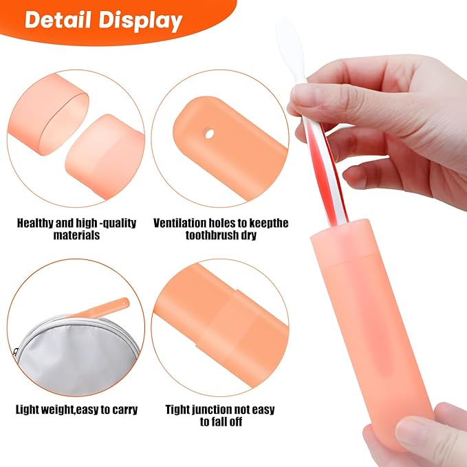60 Pack Plastic Toothbrush Holders Portable Toothbrush Case Travel Toothbrush Cases Holder Toothbrush Case Holders for Indoor Outdoor Travel Trip Home Camping School (6 Color)