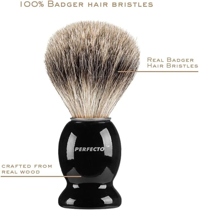 Perfecto Black Stand + Black Shaving Brush