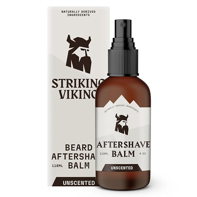 Striking Viking Aftershave Balm - 4 Fl Oz, Pack of 1, Fragrance-Free - Hydrating Post-Shave Balm - Soothing Relief with Unscented After Shave for Men