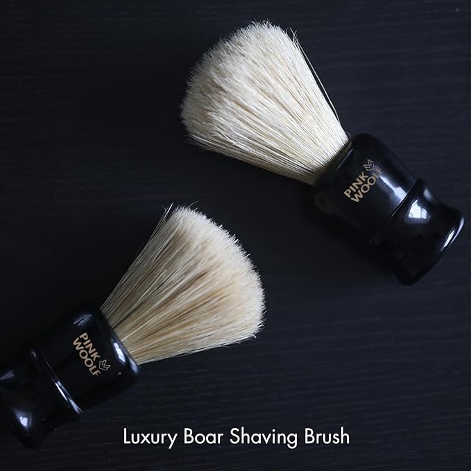 Boar Shaving Brush– 25mm Knot, Premium Boar Bristles & Gloss Black Resin Handle, Traditional Wet Shave Brush for Face Exfoliation, Luxury Lather, Gift Ready