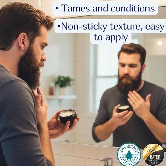 Beard Balm for Men, Cologne and Sandalwood Scent, natural growth Moustache Wax with Argan, Jojoba, Castor Oil, 50g