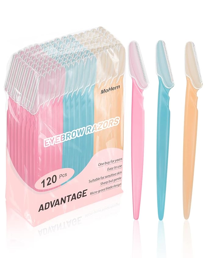 MoHern Dermaplane Razor, Face Razors for Women and Men, Multipurpose Eyebrow Razor, Dermaplaning Tool for Face by MoHern, Multi-Color (120 Pcs)