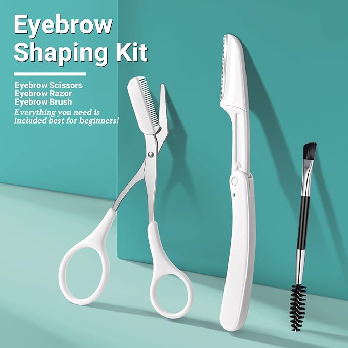 TsMADDTs Eyebrow Tweezers, 8 in 1 Tweezers Set for Women Facial Hair, Eyebrow Trimmer Scissors, Professional Shaping Grooming Kit