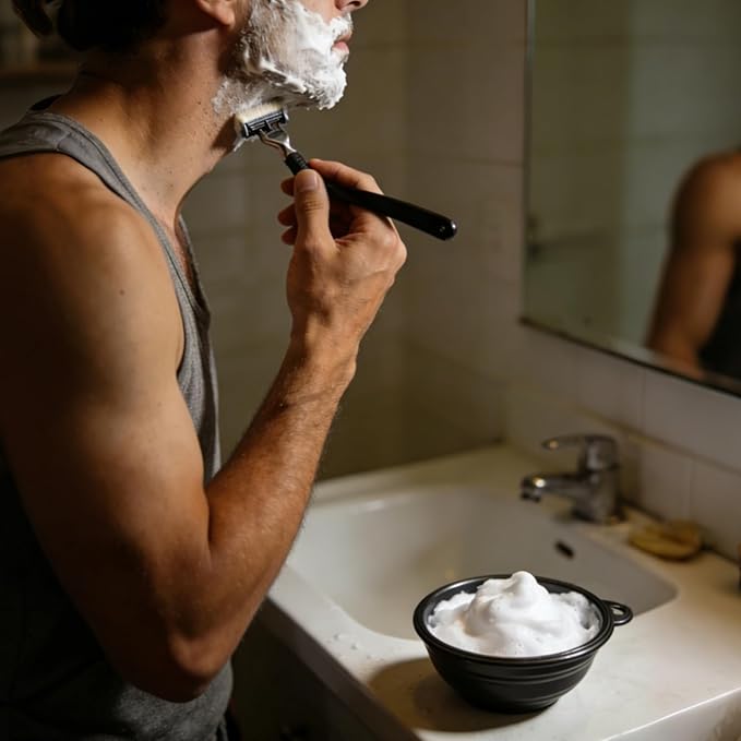 Foldable Shaving Bowl, Silicone Shaving Soap Bowl for Shave Cream Soap, Shaving Cup for Wet Shave for Men Easy to Carry