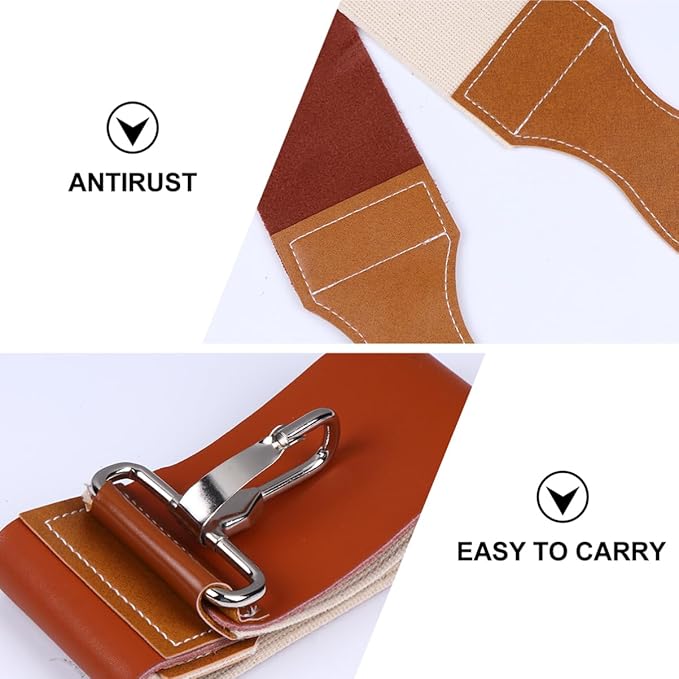 Mikinona Cow Hide Barber Polishing Razor Strop Double-layer Leather Sharpening Strap for Straight Razors and Scissors for Professional Barbers and Home Use