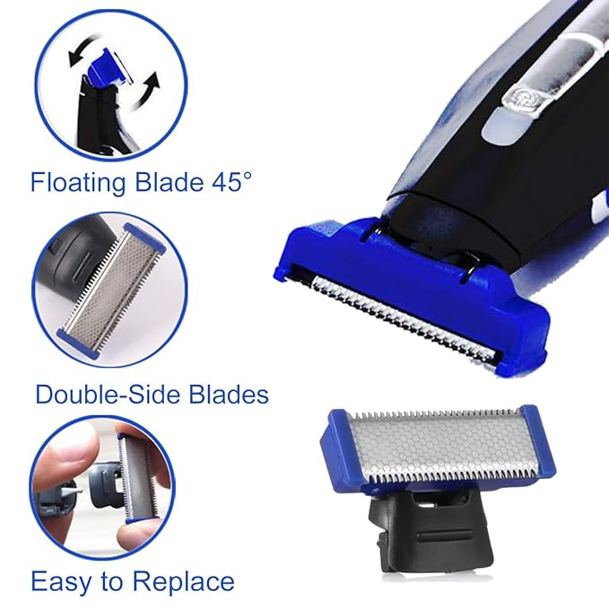 4 Pack Replacement Heads for Rechargeable Shaver Solo Trimmer Micro and Touches Replacement Cutter Head Include 2 Clean Brush