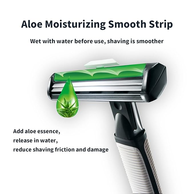 Razors for men Shaving,2-Blade mens Razor Cartridges Includes 1 Handles and 48 Replaceable razor head, With Lubricating Strip - Compatible With Atra Razor Handles（48 Cartridges reffills）