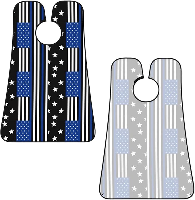 Beard Hair Catcher Bib, Waterproof Non-Stick Grooming Apron for Shaving Trimming, Perfect for Men Dad, Thin Blue Line American Flag Shave Bib