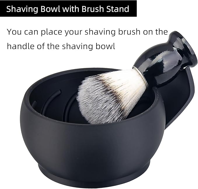 Grandslam Shaving Bowl with Ridges, Shaving Mug with Brush Stand, Shaving Soap Bowl for Shaving Cream and Soap, Durable & Holds Heat Longer, Rich & Thick Lather, Great for Traveling and Use at Home