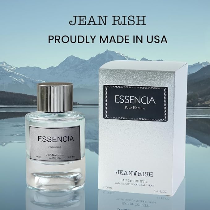 Jean Rish Essencia, Eau De Parfum for Men (3.4 Fl Oz / 100ml) with Mint-Lemon-Vanilla, Long Lasting and Luxury Fragrance