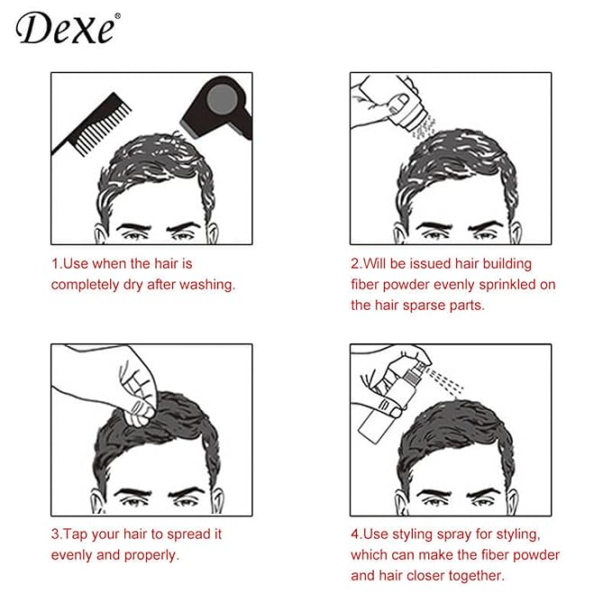 Hair Building Fibers Color Powder Instantly Thicken Thinning Hair for Men and Women (Medium Brown)