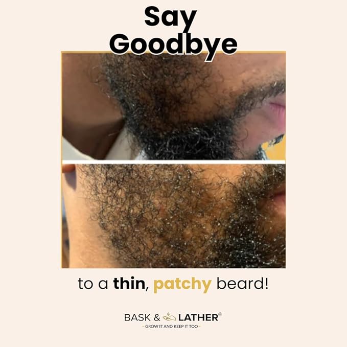 BASK & LATHER Stimulating Hair & Beard Balm, Leave-in Conditioner With Essential Oils, Mango & Shea Butter, Supports Itchy or Dry Scalp for All Types, Strengthens & Shines Beards, 4 fl oz