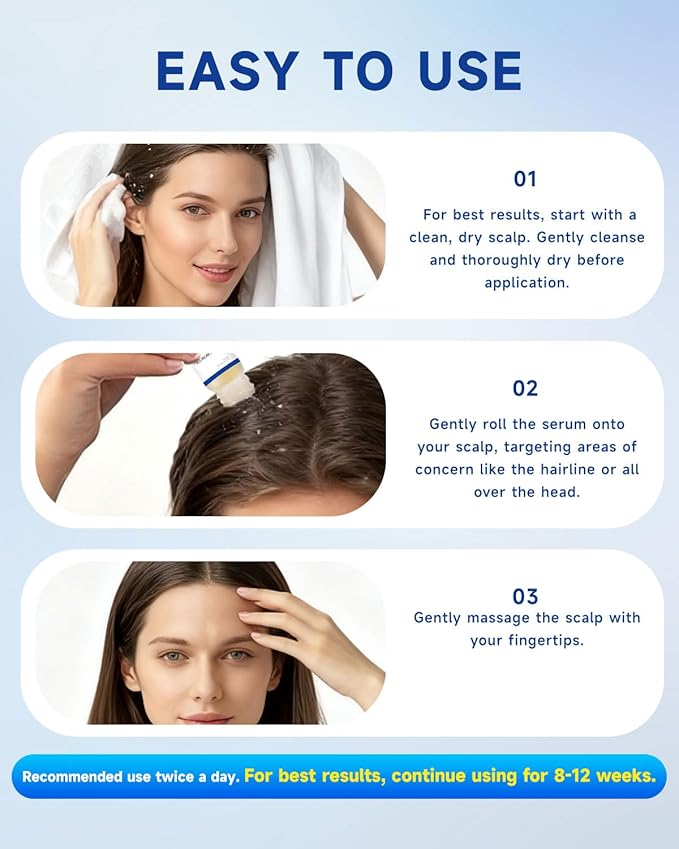 Hair Growth Serum Roll On with Rosemary, Redensyl, Biotin, AnaGain & Niacinamide,No-Rinse & Non-Greasy For All Hair Types (1.01 fl.oz 1Pack, 3% Rosemary)