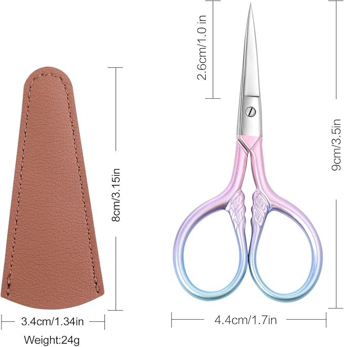 Personal Care Professional Beauty Tools (pink) Small scissors Facial hair removal and ear, nose and eyebrow, beard trimming Stainless steel fine straight head scissors