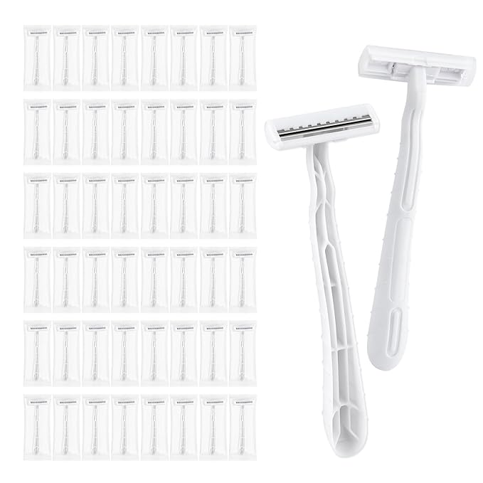 Disposable Razors, White Bulk Razors With Knife Caps, Individually Packaged, Razors In Bulk Suitable For Hotels, Shelters, Homeless People, Nursing Homes, Charities, Churches (100-PACK)